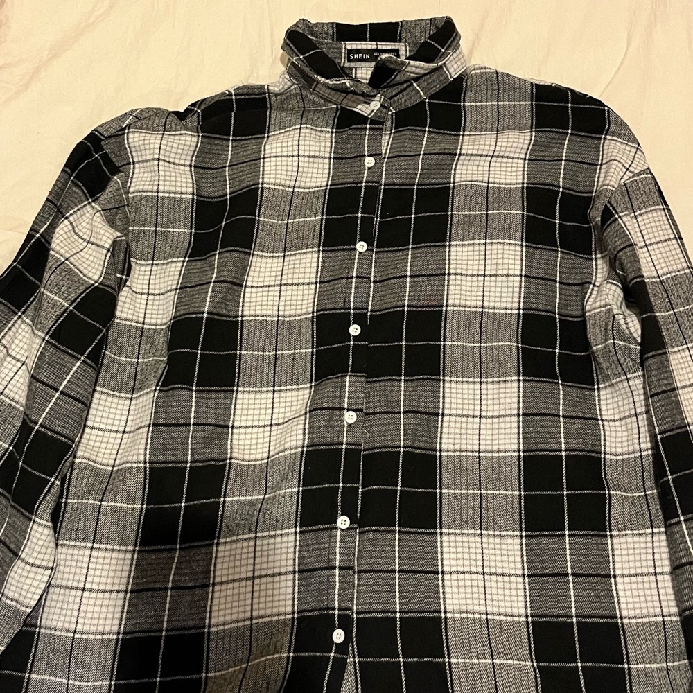 Black and white womens flannel